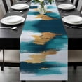 thumbnail image 1 of Abstract Teal Gold Table Runner 120 Inches Long, Green White Wall Art Textured Kitchen Coffee Dining Table Decoration for Home Party Birthday Wedding Home Decor 13x120 Inches, 1 of 8