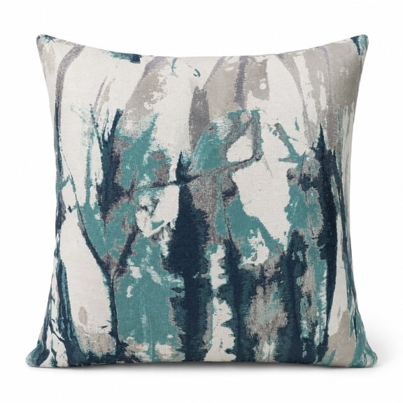Abstract Teal Gray Throw Pillow Cover, Decorative Cushion Case