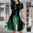 thumbnail image 1 of Abstract Teal Green Swirls Women's Classic Swing Skater Dress Casual Work Party Cocktail Dresses, 1 of 6