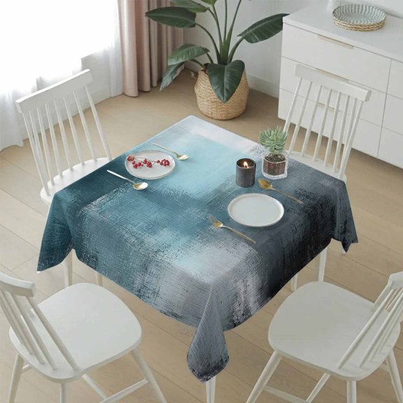 Abstract Teal Grey Color Block Table Cloth 54x54in, Waterproof Square Tablecloth Wipeable Tablecloths Shabby Wall Graffiti Art Table Covers for Dining Tables Party Indoor Outdoor