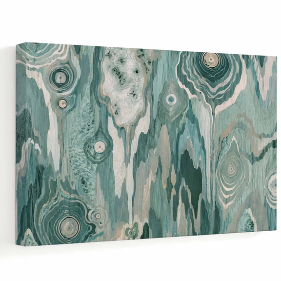 Abstract Teal Marble Canvas Wall Art, Bohemian Vintage Minimalist Ocean Waves Wall Art Prints Artwork Framed Canvas Ready to Hang Art Pictures for Bathroom, Dressing Table, Entryway 12" x 8"