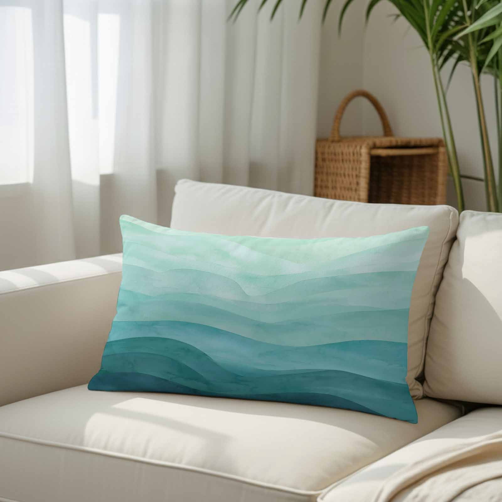 Abstract Teal Ombre Beach Texture Throw Pillow Covers, Decorative ...