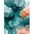 thumbnail image 1 of Abstract Teal Peach Ink Wash Canvas Print, Suitable for Living Room Bedroom Office Dining Room Hallway, 1 of 8