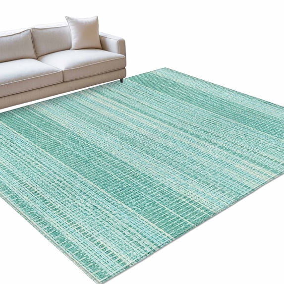 Abstract Teal Rectangle Rug 5'x7' Rustic Farmhouse Minimalist Teal ...