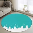 thumbnail image 1 of Abstract Teal Round Area Rug 3.3Ft Washable Circle Rugs for Dining Room Table, Modern Minimalist Graffiti Artwork Non-Slip Carpet Floor Mats Indoor Outdoor Carpet Runner Aesthetic Home Decor, 1 of 8