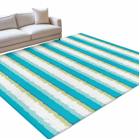 Abstract Teal Stripes Area Rugs 4x6ft Minimalist Teal Aqua Striped ...