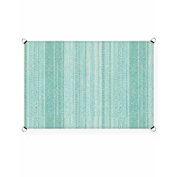 Abstract Teal Sun Shade Sail 14'X18' Rustic Farmhouse Minimalist Teal Vertical Striped Lines UV Block Outdoor Sail Shades Breathable Waterproof Rectangular Sunshade for Patio Garden Pool Porch