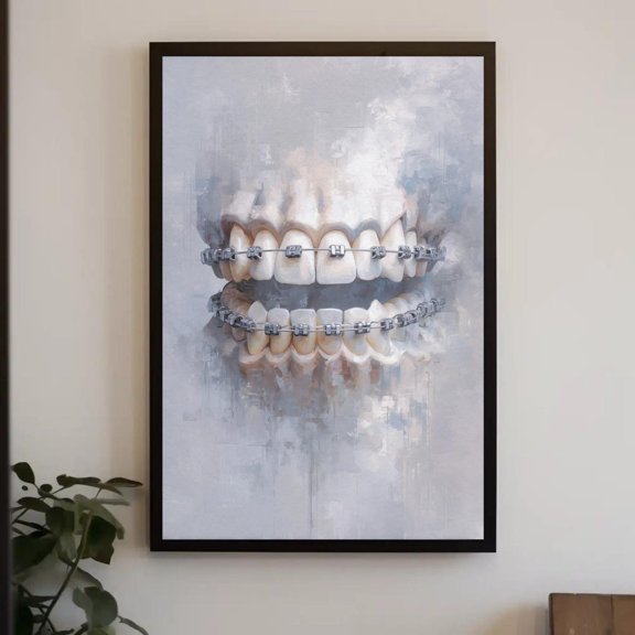 Abstract Teeth Braces Wall Art Print, Unframed Paper Poster 8x10in