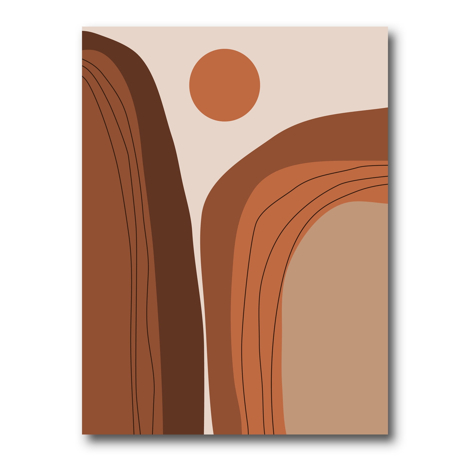 Abstract Terracotta Mountain Landscape Sunset 16 in x 32 in Painting Canvas Art Print, by Designart