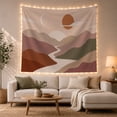 thumbnail image 1 of Abstract Terracotta Mountain Valley with Crescent Moon in Olive Landscape, Dreamy Boho for Nature Lovers, Wall Art Decor, Housewarming Gift Tapestry Wall Hanging for Bedroom and Living Room, 1 of 7