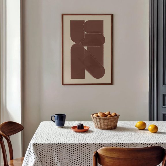 Abstract Terracotta Shapes Poster Mid Century Modern Geometric Art, 24x36 UNFRAMED