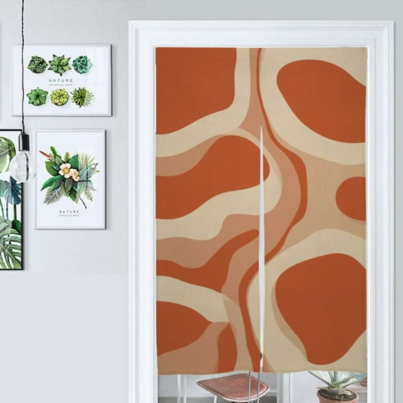 Abstract Terracotta Wave Pattern Art Door Curtain Nordic Living Room DoorCurtain Porch Partition Curtain Kitchen Rative Half Curtain