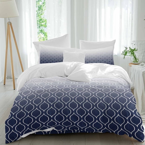 Abstract Texture 4 Piece Duvet Cover Set Full Size Classic Navy Blue ...