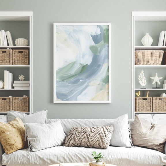 Abstract Texture Art White Grey And Shadows Brushstrokes Paint Stroke Wall Decor, Unframed Paper Print