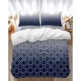 thumbnail image 1 of Abstract Texture Bedding Duvet Cover Set King Size 4 Pieces Classic Navy Blue Gradient Line Bedding Set with Zipper Closure, 1 Comforter Cover 92x106 Inches 1 Flat Sheet & 2 Pillow Cases, 1 of 7