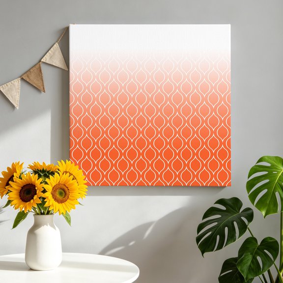 Abstract Texture Canvas Wall Art, Classic Orange Gradient Line Framed Canvas Wall Decor Picture Print Artwork Decorations for Living Room Office Ready to Hang 10" x 10"