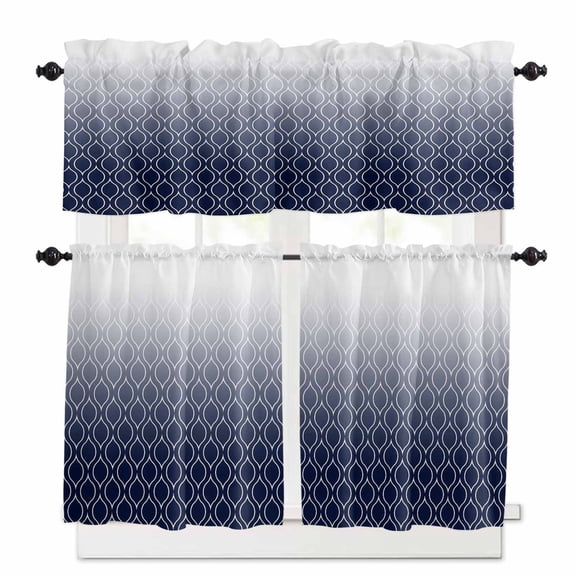 Abstract Texture Kitchen Curtains Valances and Tiers Set of 3, 36 Inch Length Tier Curtains and Valance Rod Pocket Valance Curtains Set for Kitchen Bathroom Small Windows