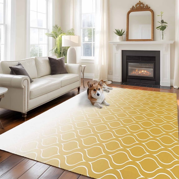 Abstract Texture Large Area Rugs 6x9 ft Classic Yellow Gradient Line Washable Rug Non Slip Indoor Carpet Absorbent Floor Mat for Living Room Bedroom Dining Room