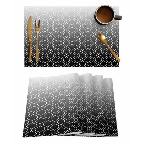 Abstract Texture Placemats Set of 1 Classic Black Gradient Line Heat Insulation Washable Place Mats, Rustic Non-Slip Table Mats for Dining Table Party Kitchen Decor,13x19 Inch