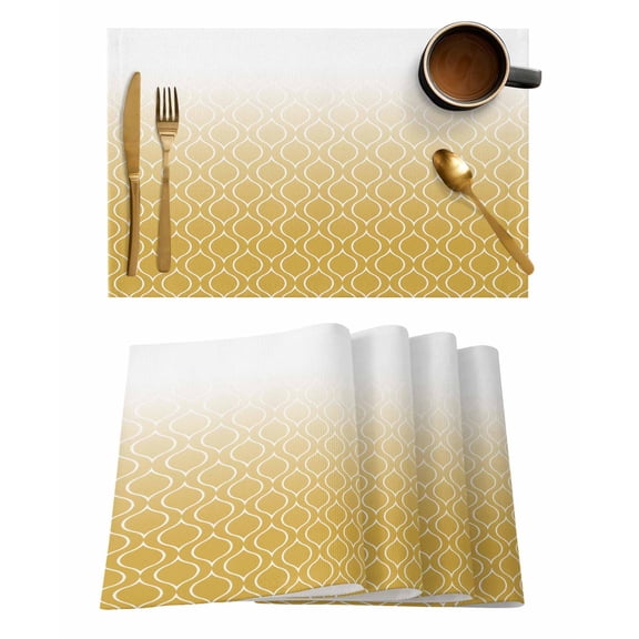 Abstract Texture Placemats Set of 1 Classic Yellow Gradient Line Heat Insulation Washable Place Mats, Rustic Non-Slip Table Mats for Dining Table Party Kitchen Decor,13x19 Inch