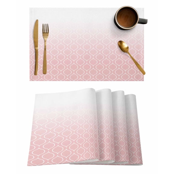 Abstract Texture Placemats Set of 2 Classic Pink Gradient Line Heat Insulation Washable Place Mats, Rustic Non-Slip Table Mats for Dining Table Party Kitchen Decor,13x19 Inch