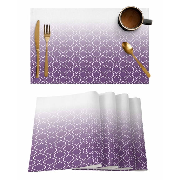Abstract Texture Placemats Set of 2 Classic Purple Gradient Line Heat Insulation Washable Place Mats, Rustic Non-Slip Table Mats for Dining Table Party Kitchen Decor,13x19 Inch