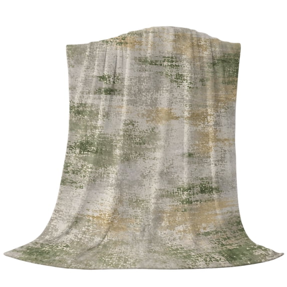 Abstract Texture Throw Blanket for Bed Couch Sofa, Green Cream ...