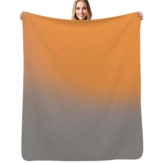 Abstract Texture orange grey gradient Flannel Blanket Warm Soft Bedding Throws Winter Camping Chair Sofa Bed