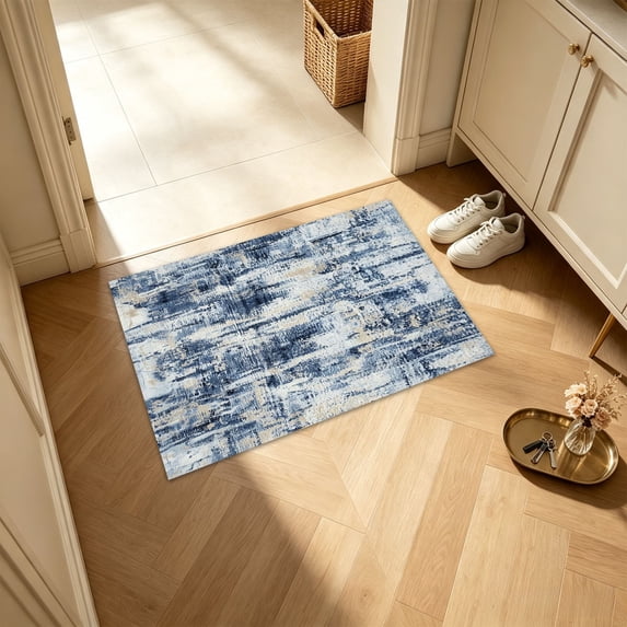 Abstract Textured Floor Mat, Washable Entryway Rug with Non-Slip Backing for Kitchen Bedroom Bathroom 23.6 x 15.7in