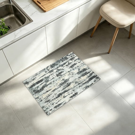 Abstract Textured Floor Mat, Washable Entryway Rug with Non-Slip Backing for Kitchen Bedroom Bathroom 23.6 x 15.7in