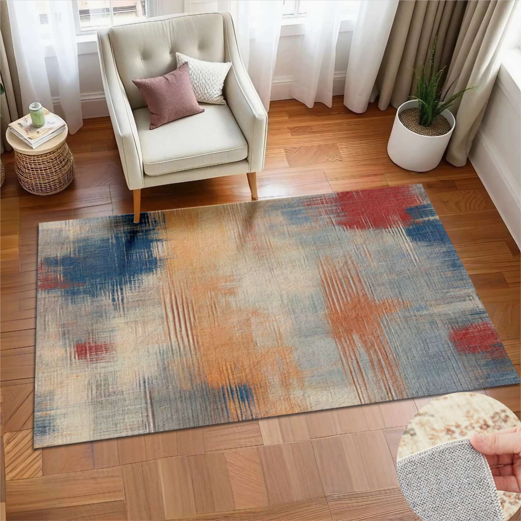Muted Rug Abstract Textured Muted Colors Soft Large Area Rugs Washable Rug With ...