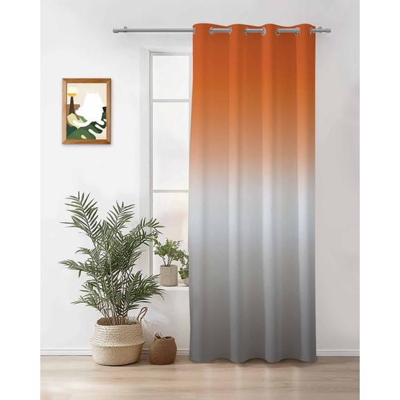Abstract Thermal Insulated Blackout Curtains for Bedroom 54 Length Orange Grey Gradient Modern Art Room Darkening Curtain 1 Panel Grommet Window Curtain Drape for Living Room Nursery Room