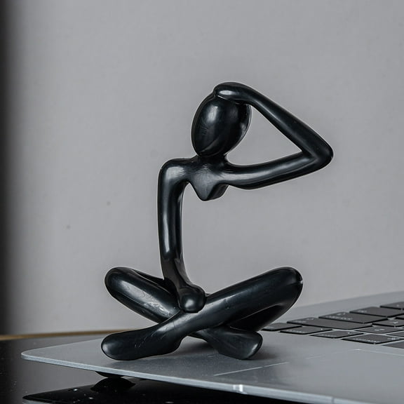Abstract Thinker Black Figure Statue Art Sculpture Ornament Decorative Display