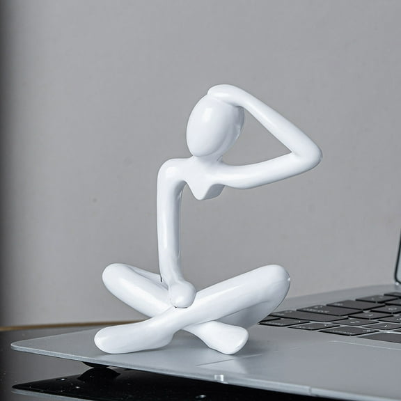 Abstract Thinker Figure Sculpture, Minimalist Plastic Art Craft for Home Office Desk Decor, Modern Living Room Tabletop Ornament