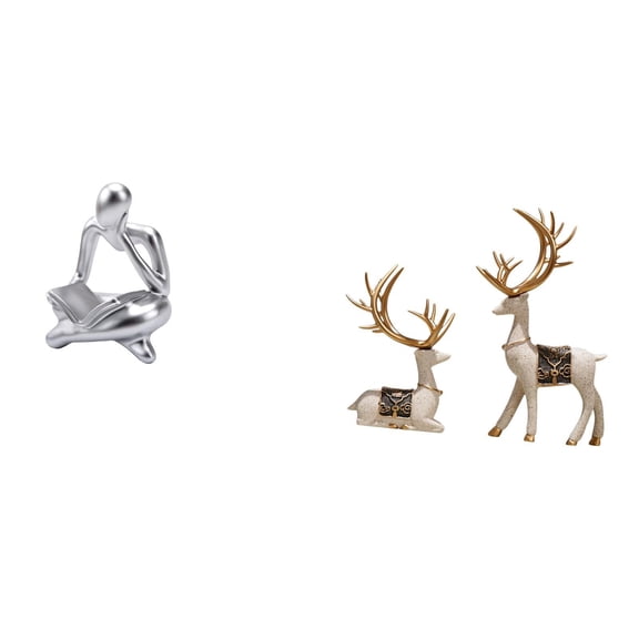 Abstract Thinker Statue Elk Deer Figurine Resin Material Nordic Minimalist Decor for Home Wedding Anniversary