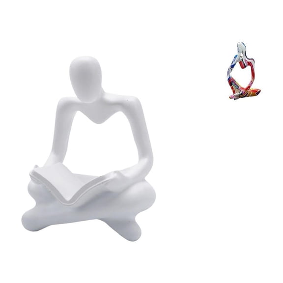 Abstract Thinker Statue Resin Figure Modern Art Sculpture Smooth Craft Table Decor for Living Room Office Bedroom Shelf