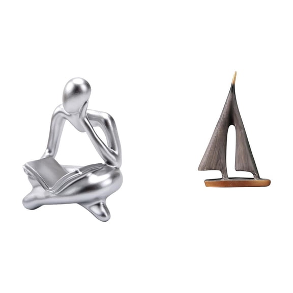Abstract Thinker Statue Sailboat Sculpture Human Figurine Decor Resin Material for Study Room Hotel Wedding Anniversary