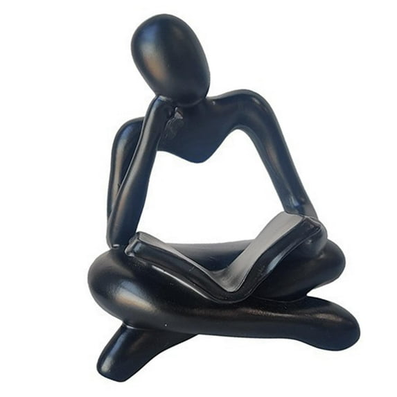Abstract Thinker Statue Tabletop Decorative Sculpture for Decor Black