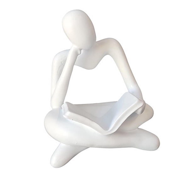 Abstract Thinker Statue Tabletop Decorative Sculpture for Decor White