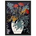 thumbnail image 1 of Abstract Thistle Vase Dark Linocut Floral Red Green Ochre Scottish Plant Artwork Framed Wall Art Print A4, 1 of 4