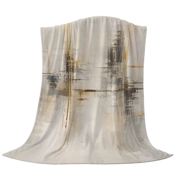 Abstract Throw Flannel Blanket Gray Beige Scraped Pigment Plaster Builds Boho Industrial Super Soft Cozy Bed Blanket, Lightweight Plush Fuzzy Bed Throw for Bedroom Sofa Couch Living Room 30x40in