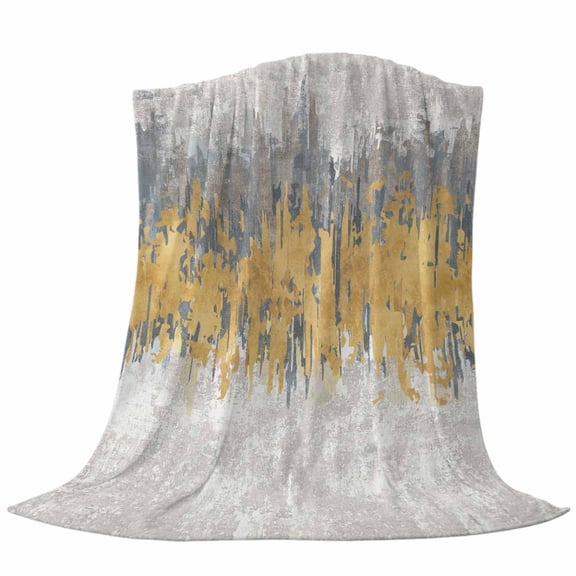 Abstract Throw Flannel Blanket Yellow Grey Graffiti Silhouette Art Modern Painting Super Soft Cozy Bed Blanket, Lightweight Plush Fuzzy Bed Throw for Bedroom Sofa Couch Living Room 40x50In,