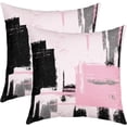 thumbnail image 1 of Abstract Throw Pillow Covers for Couch Sofa Bed, Set of 2 Modern Abstract Art Decorative Pillows Cushion Covers, Pink Black Pattern Pillow Inserts Not Included, 20x20 inch, 1 of 6