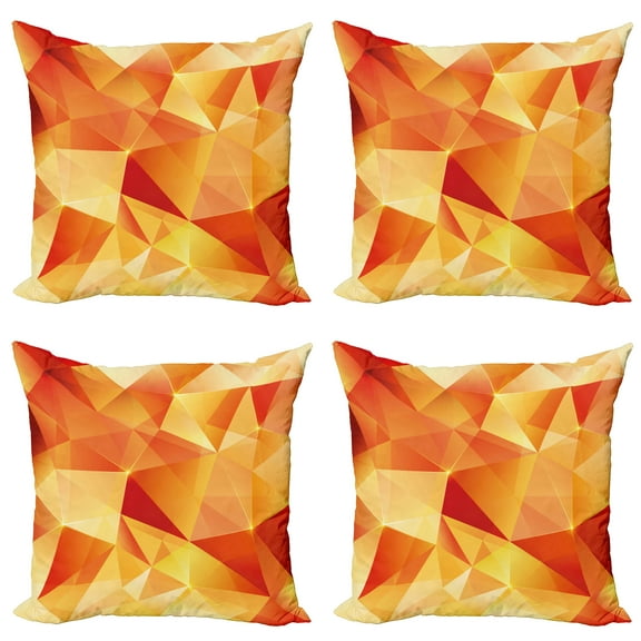 Ambesonne Abstract Throw Pillow Cover 4 Pack, Orange Triangles Art, 16", Orange and Yellow