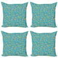 thumbnail image 1 of Abstract Throw Pillow Cushion Case Pack of 4, Camouflage Inspired Print Natural Shapes with Dots, Modern Accent Double-Sided Print, 4 Sizes, Sea Blue Multicolor, by Ambesonne, 1 of 2