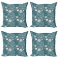 thumbnail image 1 of Abstract Throw Pillow Cushion Case Pack of 4, Circles Flowers Outlined Floral Summer Blossoms Spiral Illustration, Modern Accent Double-Sided Print, 4 Sizes, Blue Grey and Cadet Blue, by Ambesonne, 1 of 2