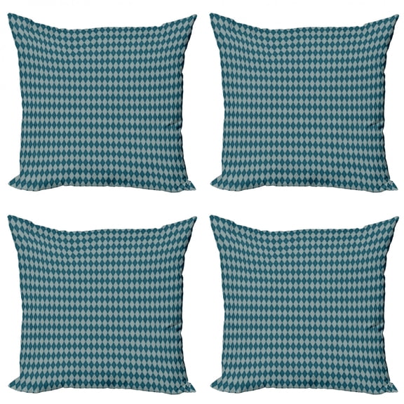 Ambesonne Abstract Throw Pillow Cover 4 Pack, Classic Diamond Shapes, 20", Dark Teal Pale Green