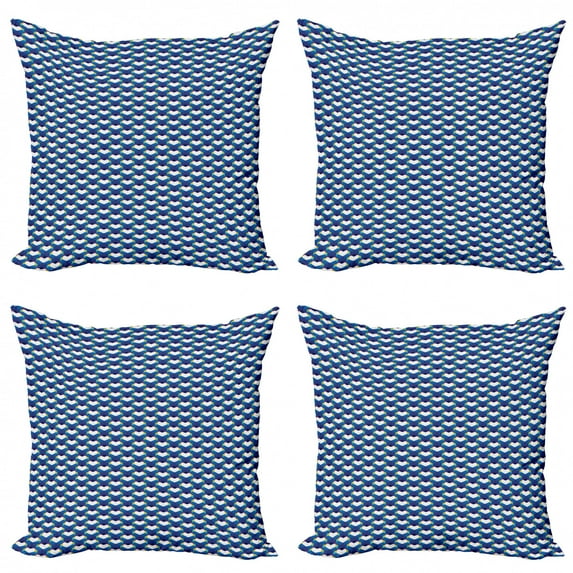 Abstract Throw Pillow Cushion Case Pack of 4, Colorful Contemporary Geometrical Graphic Work, Modern Accent Double-Sided Print, 4 Sizes, Seafoam Cobalt Blue, by Ambesonne