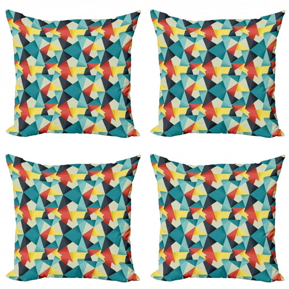 Ambesonne Abstract Throw Pillow Cover 4 Pack, Colorful Fractal, 24", Multicolor