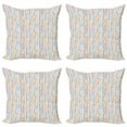 thumbnail image 1 of Abstract Throw Pillow Cushion Case Pack of 4, Colorful Modern Artwork with Vertical Stripes and Dashed Lines on White Background, Modern Accent Double-Sided Print, 4 Sizes, Multicolor, by Ambesonne, 1 of 2